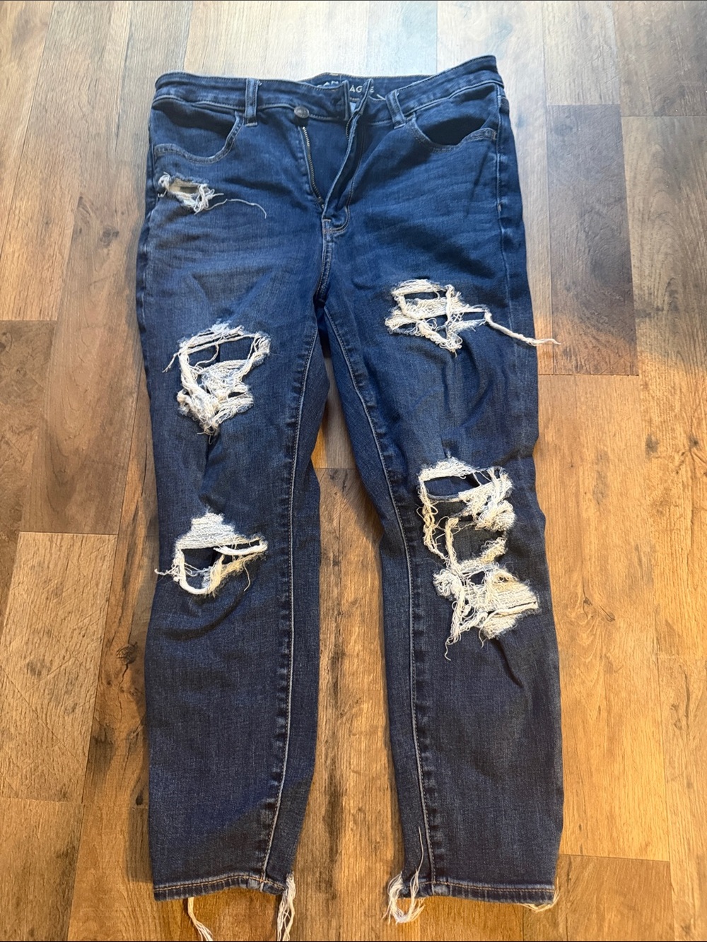 American Eagle Outfitters Dark Blue Distressed  jeggings 12 xshort